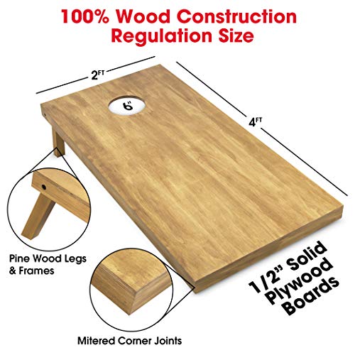 GoSports 4 ft x 2 ft Regulation Size Wooden Cornhole Boards Set - Includes Carrying Case - Full Regulation Size Bean Bag Toss Boards by GoSports - Image 2