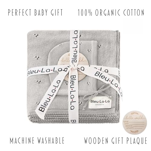 Image of Baby Gift Set -Thoughtful Baby Shower & New Baby Gift for Boys & Girls, Baby Gifts, Gift Registry by Name, Gifts for Baby boy (Pointelle - Dove Grey)