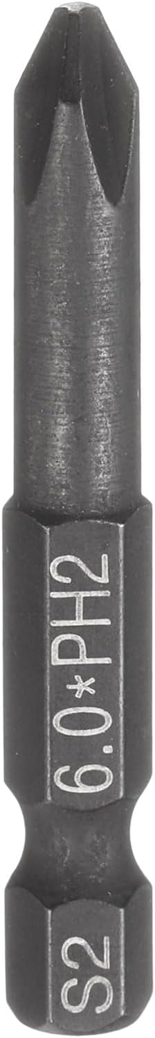HARFINGTON #2 Phillips Screwdriver Bit PH2 1/4" Hex Shank 2" (50mm) Long 0.24" Rod Magnetic Cross Head Drive Drill Bits S2 Steel Industrial Screw Driver Electric Power Tool, Black