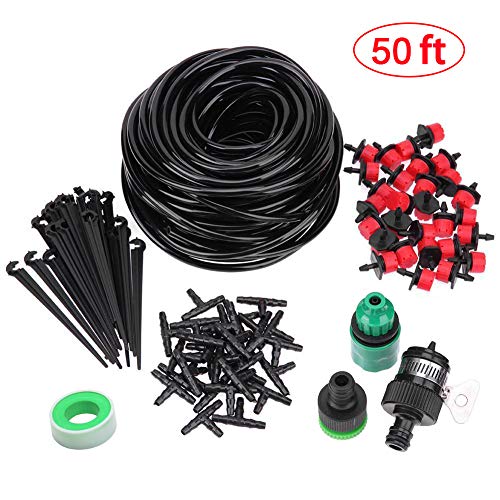 Preisvergleich Produktbild Kalolary Bewässerungssystem Garten 15m, Bewässerungssets Micro Drip Bewässerung Kit Automatische Sprinkler Tropfbewässerung Gartenbewässerung für Landschaft, Flower Bed, Terrasse Pflanzen