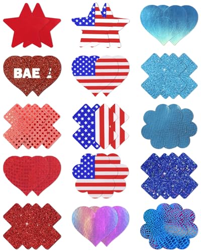 Image of CICKEE 15 Pairs Pasties Rave | Self-Adhesive Nipple Covers Pack Breast Petals Sticky Pasty Nipple Stickers