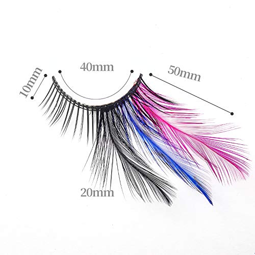 Dorisue Rainbow Lashes Black Blue Purple Feather Eyelashes Costume Halloween Eyelashes Show False Eyelash Feather Lashes Feather Extensions For Women Girls At Dramatic Events #TOP2