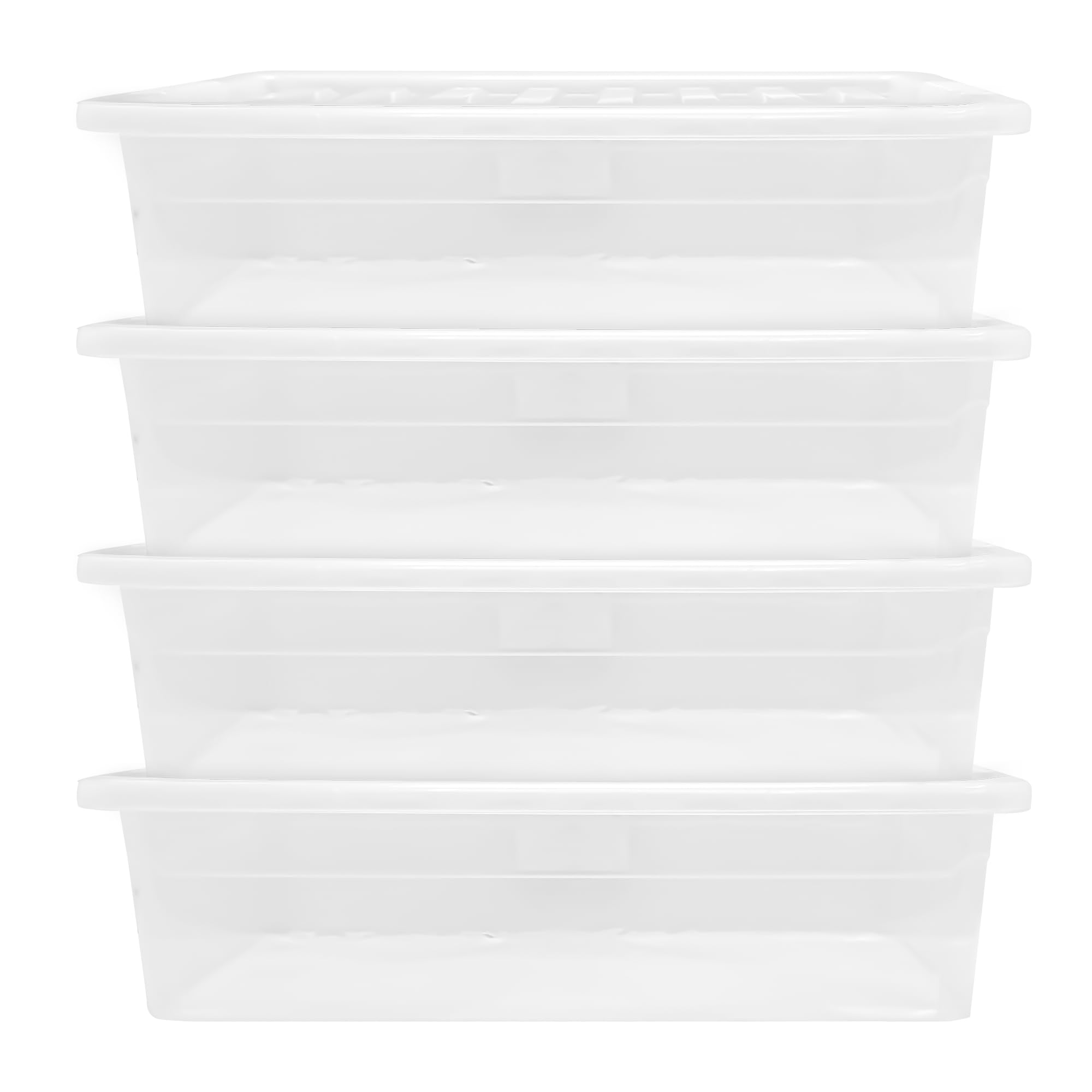 Kmj Clear Kmj® 4 Pack - 45L Under Bed Storage Box With Lid – Large Plastic Storage Box For Clothes, Shoes, Toys Etc.– Underbed Storage Boxes With Lids – Stackable Storage Boxes Plastic