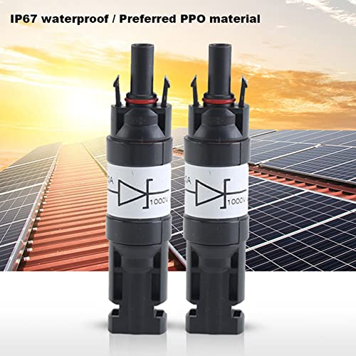 Nudiuhis 5 STÜCKE Solarstecker mit Diode Wasserdichter PV-Stecker DC1000V 20A IP67 PPO Stecker Buchse (5)
