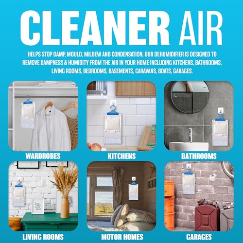 Scented Portable Dehumidifier Pack Of 4 - Hanging Condensation Remover | Helps Stop Damp, Mould, Moisture In Home, Kitchen, Bedroom, Wardrobe, Office, Caravan, Garage, Bathroom & Basement - 3 Scents - Image 4