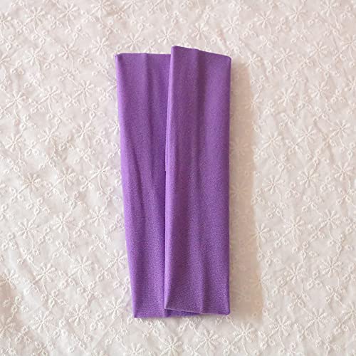 Image of Sport Yoga Headbands,Pack of 14,Fashion Soft Elastic Polyester Sweatband Yoga Stretchy Headband for Women Man Girl (Purple)