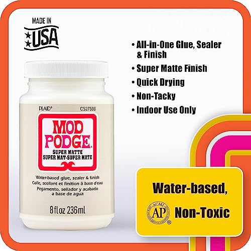 Image of Mod Podge Super Matte, Premium All-in-One Glue, Sealer, and Finish, 8 fl oz, CS27596, 8 oz (236 ml) (Pack of 12)