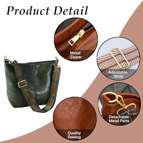 Image of Hobo Bags Vegan Leather Crossbody Bag Guitar Strap Shoulder Purses with Zipper Handbags for Women