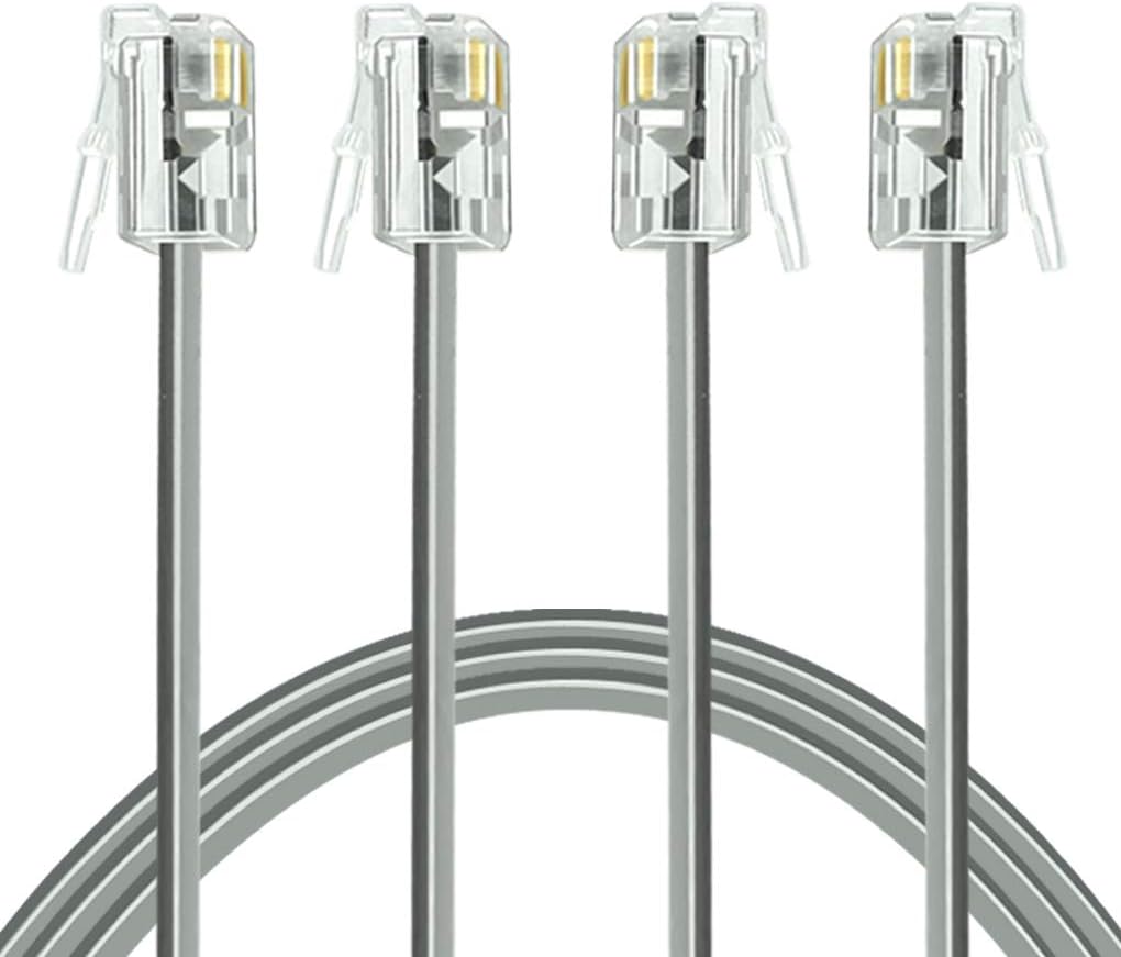 NECABLES 2Pack 3 Inch Short Telephone Cord Phone Cable Wall Phone Cord for Landline RJ11 6P4C Male to Male