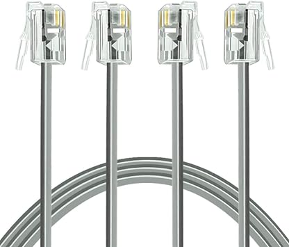 NECABLES 2Pack Phone Cord 1ft Telephone Cord Phone Cable RJ11 6P4C Male to Male for Landline and Fax - 1 Foot