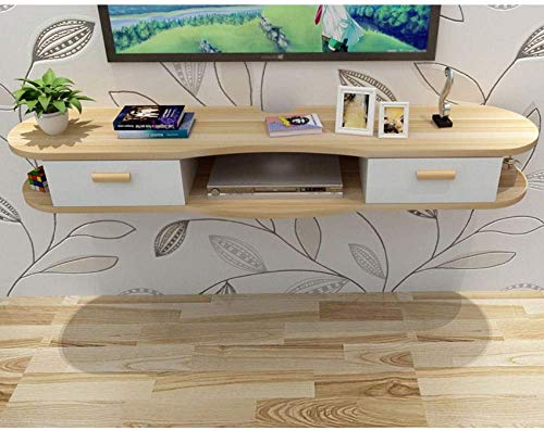 Schwimmende TV-Regale mit Tür, an der Wand montierte Medienkonsole Holz hängender TV-Schrank Multimedia-Wandregal für Kabelboxen Router