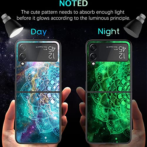 Bentoben Galaxy Z Flip 3 5G Case, Z Flip 3 5G Case, Slim Fit Glow In The Dark Shockproof Hard Pc Bumper Protective Anti Scratch Non-Slip Case Cover For Samsung Galaxy Z Flip 3 5G, Mandala In Galaxy #TOP1