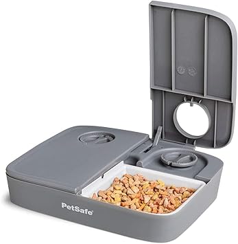 Amazon Petsafe おるすばんフィーダー2食分 自動給餌器 猫 中小型犬用 自動餌やり器 タイマー式 定時定量 1日2食 Bpaフリー お手入れ簡単便利 グレー Petsafe 自動給餌器 通販