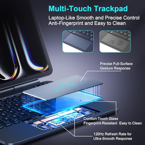 WIWU for iPad Pro 11 inch Case with Keyboard (M5 M4 2025 2024),Magnetic Floating Stand with Trackpad,Stain-Resistant Surface,Wireless Bluetooth,7-Color Backlit Keyboard by WIWU - Image 5