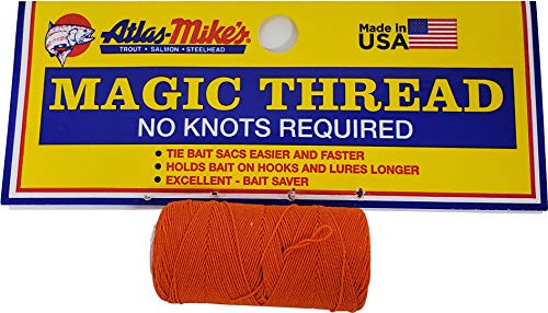 Atlas Mike’s Magic Thread – No-Knot Bait Thread for Tying Roe Sacs, Holding Soft Baits & Securing Chicken Liver or Shrimp – Elastic Fishing Thread with Optional Dispenser