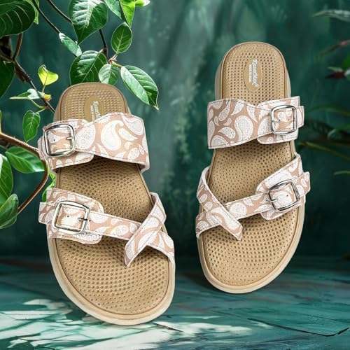 Image of KazarMax Women Magnolia Lightweight Double Strap | Cushioned | Bounce Back | Comfortable Flat Sandals
