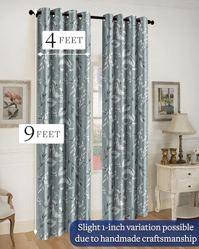 Image of Cloth Fusion Printed 100% Blackout Long Door Curtains 9 Feet Set of 2