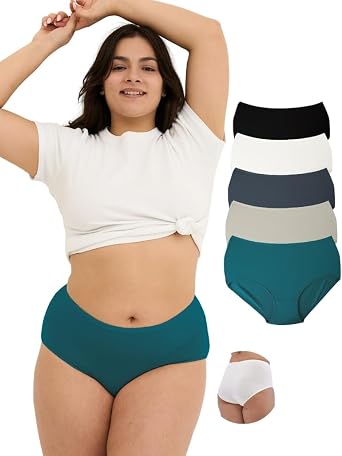 ALYA UNDERWEAR Womens Underwear, High Waist Womens Panties, Breathable Cotton Womens Underwear, Comfortable Womens Panties, 5 Multi-Colors 5XL, 6XL, 7XL