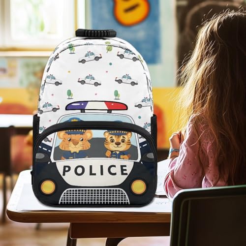 doginthehole Cartoon Police Car Backpack for Kids Lightweight Boys School Backpack 17inch Cartoon Tiger Boys Bookbag Age 6-8 for Elementary School Preschool Kids Knapsack Rucksack2