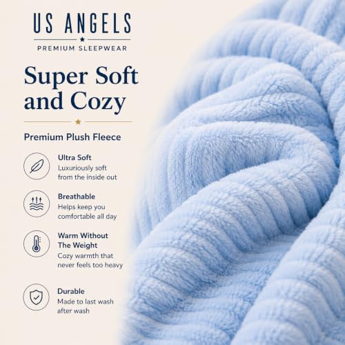 Image of US Angels Plush Robe For Girls- Plush Winter PJ Robe With Pockets, Hoodie & Belt- Ultra-Soft Bathrobe
