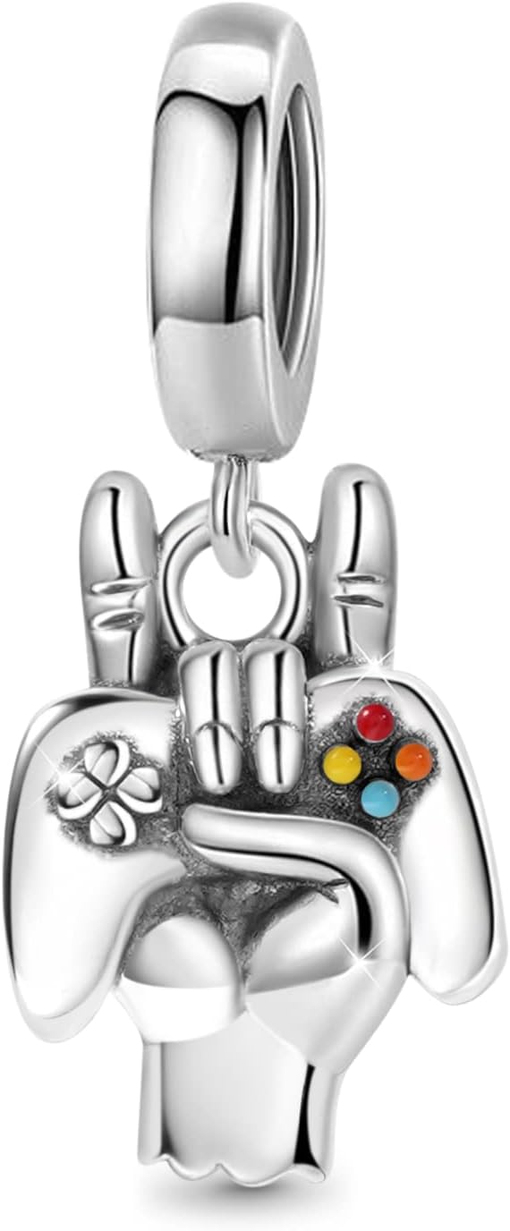 Handheld Game Console Pendant Charm Sterling Silver Dangle Charm Fit Bracelet/Necklace for Women Girls Wife Daughter
