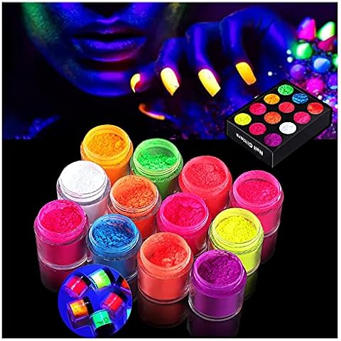 12 Boxes 240G Big Capacity Nail Pigment Powder Neon Phosphor Pigment Powder Set Fluorescent Nail Glitter Gel Polish 12 Colors Super Bright Neon for Nails Pigments Dust Ultrafine Cover