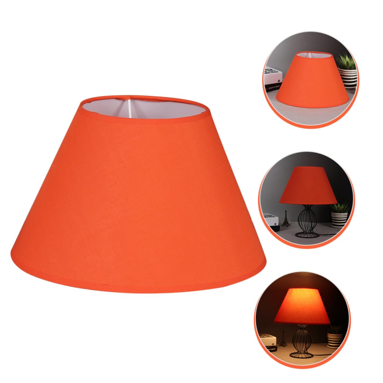 Veemoon Paralume da Tavolo Cotone-poliestere Arancione Base E27, Design Vintage Elegante e Resistente, Adatto per Lampade da Parete da Scrivania per Uso Domestico