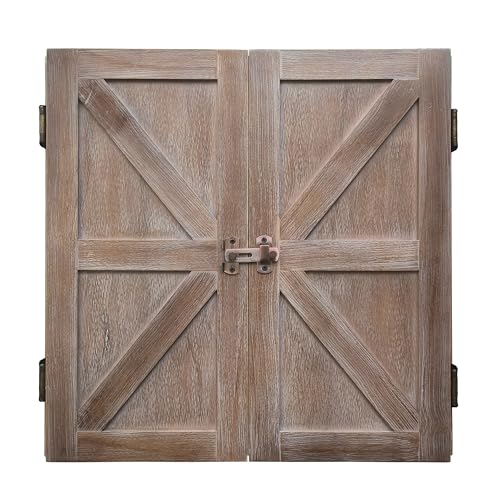 Howard Knox Farmhouse Rustic Barn Darboard Cabinet w/Chalkboard & Dart Holders