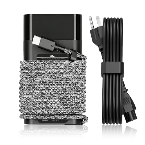 New Slim 65W USB C Laptop Charger Replacement for HP Laptop Charger Elitebook x360 Pavilion Spectre Chromebook Envy Elite x2 Computer Travel Type C Braided Cable Power Cord Ac Adapter