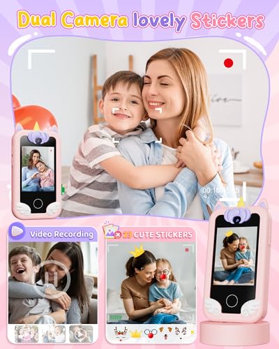 Image of KOKODI Kids Smart Phone Toys, Birthday Gifts Unicorn Toddler Play Phone for Girls 3-10, Touchscreen HD Dual Camera Cell Phones for Kids, Travel Toys Preschool Learning Toy for Kid with 8GB SD Card