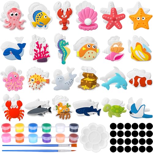 Soulchen 24 Set Ocean Animals Ceramic Painting Kits Sea Animals C...