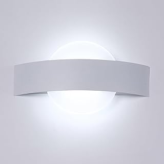 Comely Applique Murale Interieur LED, Moderne Lampe Murale 12W Acrylique, 1350LM Applique Murale Aisle Blanche, Luminaire LED en Aluminium Blanc Froid 6500K pour Chambre Salon Couloir Escalier