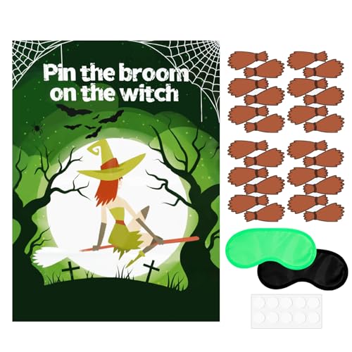 Pin The Broom on The Witch Halloween Party Game –