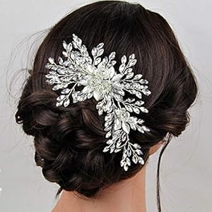Handcess Bruid Bruiloft Kristal Hoofdbanden Zilveren Bloem Hoofddeksel Strass Bladeren Bruids Haaraccessoires voor…