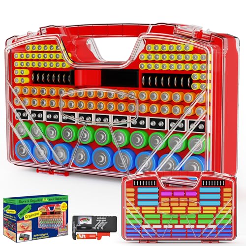 RESGKZE Battery Organizer Storage Holder Box Case with Tester, New