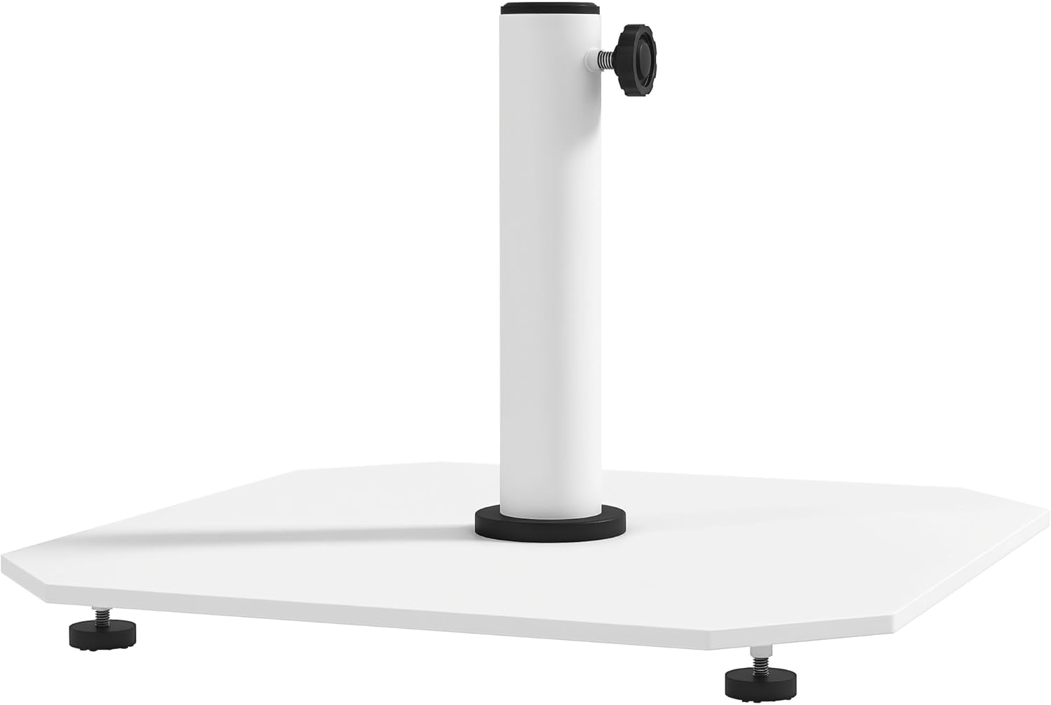 Outsunny Square Patio Umbrella Base, 41 lbs Metal Umbrella Stand Base with Adjustable Foot Pads, Heavy Duty Patio Umbrella Holder for 1.3"/1.5"/1.9" Umbrella Poles for Outdoor, Lawn, Poolside, White