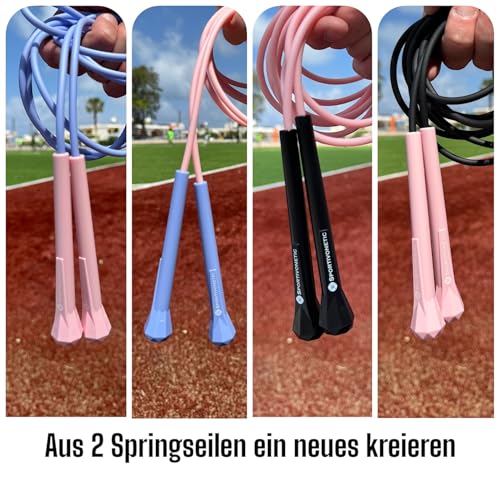 SPORTIVONETIC® Springseil für Erwachsene & Kinder, Damen & Herren-für Fitness, Crossfit, Sport, Boxen und Freizeit - Verstellbare Größe - mit Einstellklammer - Speed Rope, Jump Rope (Blau)