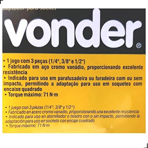 Adaptador para Soquetes Jogo com 3 peças - Vonder