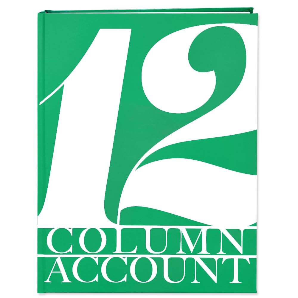 BookFactory Livre de comptabilité à 12 colonnes/carnet de compte/carnet de comptabilité à douze colonnes – Reliure rigide stratifiée douce au toucher, 100 pages, 8,5 x 11