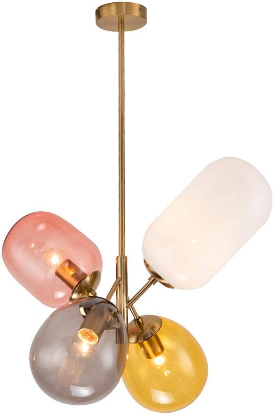 4 Lights Chandelier Modern Adjustable Pendant Light Fixture Iron Industrial Hanging Ceiling Light for Kitchen Island Bedroom Hallway Living Room,Golden,4 Lights