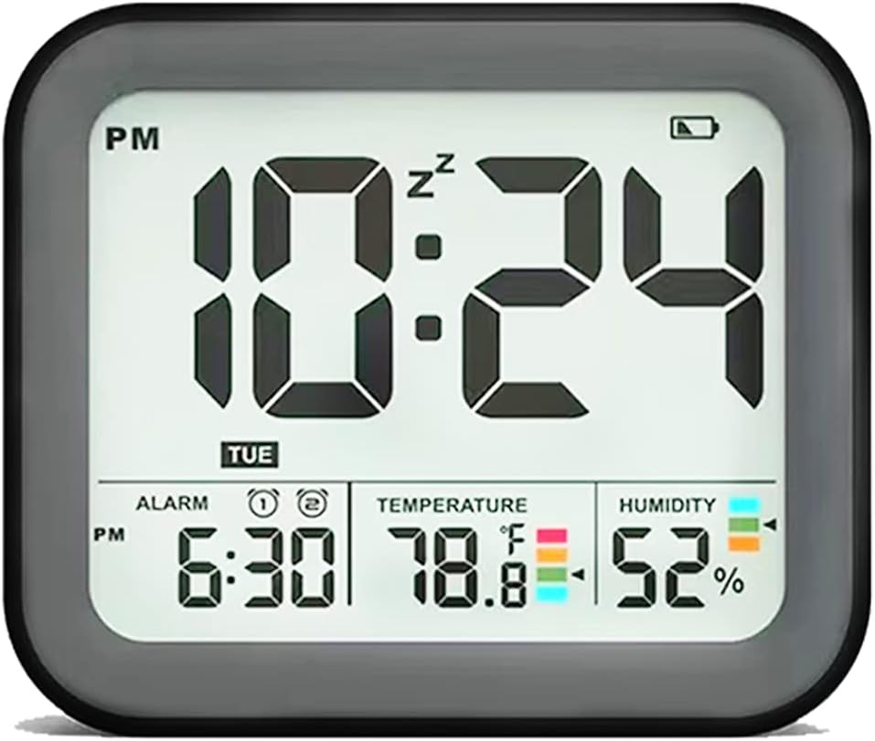 KUCOOLE Small Digital Cordless Battery Operated Alarm Clock, Best Travel Alarm Clock with Indoor Thermometer and Hygrometer, Dual Smart Alarm Clock for Kids, Teens, Bedrooms, Kitchen, Office - Cyan