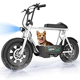 Caroma Peak 560W Electric Scooter with Seat, 16' Fat Tire Electric Scooter for Adults & Teens, 15 Miles Ranges 20MPH Max Speed, Electric Motorcycle for Commuting with Basket White