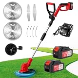 OUTIGO Tosaerba a batteria, decespugliatore a batteria, 2 batterie da 21 V (4 Ah), tagliabordi elettrico 3 in 1, manico telescopico pieghevole, decespugliatore da giardino a batteria