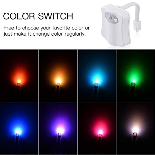 LED Toilet Light Motion Detection 2 Pack, Motion Activated LED Lamp, 8 Color Changing Inside Toilet Bowl Night Light for Bathroom, Perfect Decorating Gifts for Adult Kids Boys Potty Training - Thumbnail 5