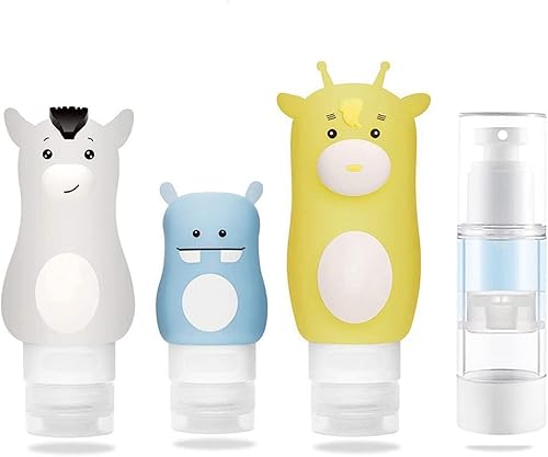 Juego de 4 botellas de viaje para artículos de tocador, aprobados por la Tsa, recipientes de tamaño de viaje, sin BPA, a prueba de fugas, accesorios