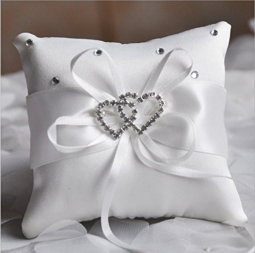 Support de porteur de bague de mariage Coussin d'oreiller de type bowknot avec diamants