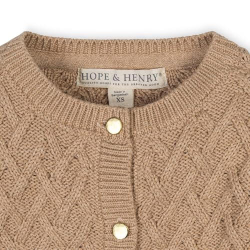 Image of Hope & Henry Girls' Long Sleeve Fancy Cardigan Sweater with Stripe Trim