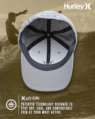 Image of Hurley Men's Baseball Cap - Lightweight Curved Bill H2O Dri Fitted Caps for Men
