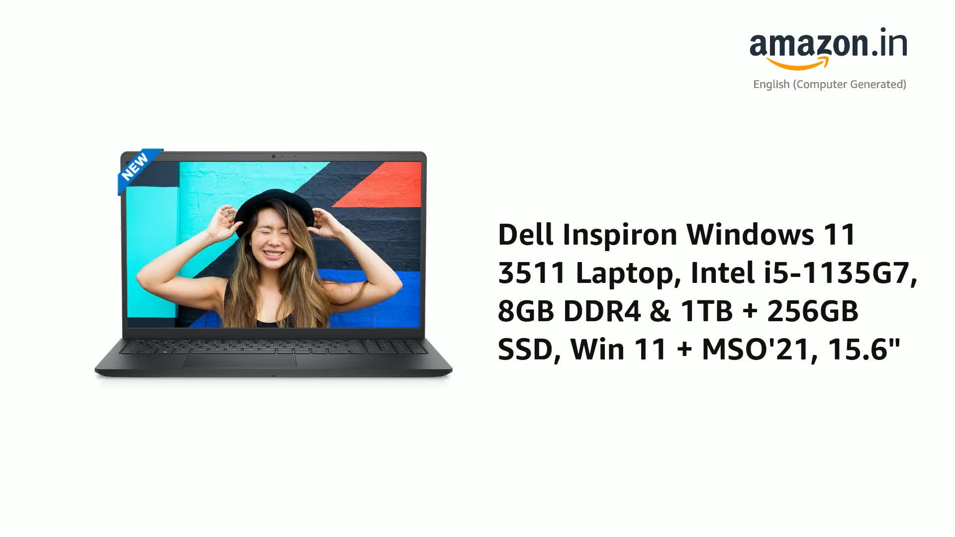 Dell Inspiron Windows 11 3511 Laptop, Intel i5-1135G7, 8GB DDR4