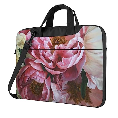 Sacoche ordinateur portable à fleurs pivoine avec porte-documents